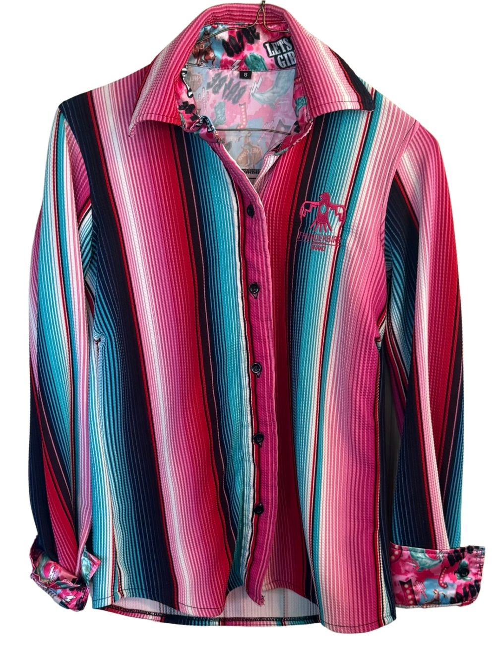 Girls' Pink Striped Button-Up Top
